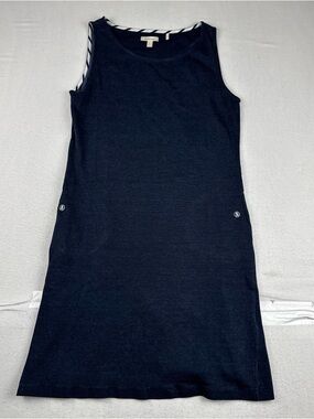 Barbour Dolostone Navy Knit Shift Dress Sz 6 Pockets Sleeveless Resort Preppy